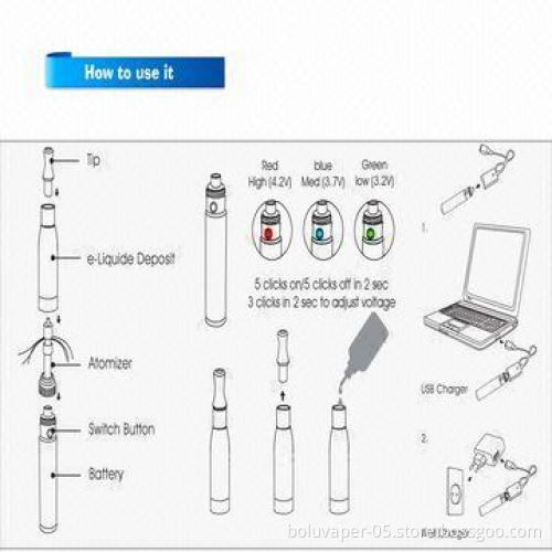 eGo T3 E-cigarettes with Giant Clearomizer and VV Battery, 3.0-4.2V Output Voltage